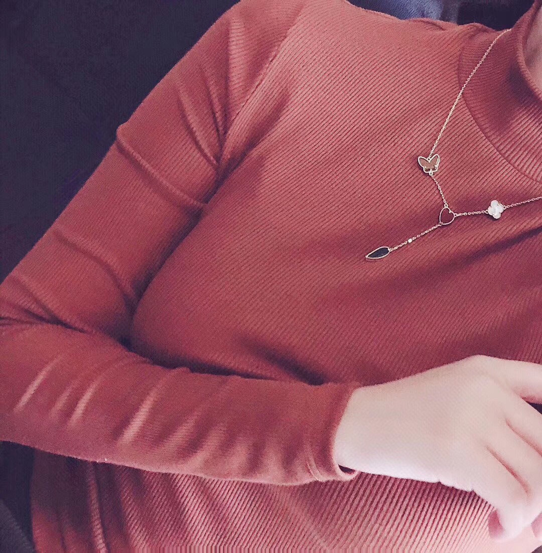 [Olivia JW]LUCKY SPRING 4 MOTIFS ROSE GOLD NECKLACE