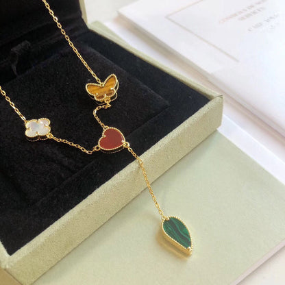 [Olivia JW]LUCKY SPRING 4 MOTIFS ROSE GOLD NECKLACE