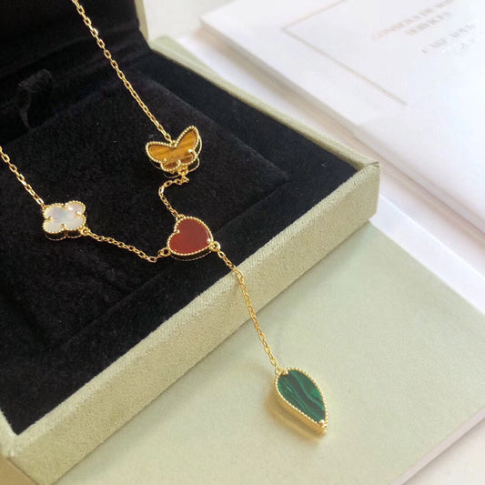 [Olivia JW]LUCKY SPRING 4 MOTIFS ROSE GOLD NECKLACE