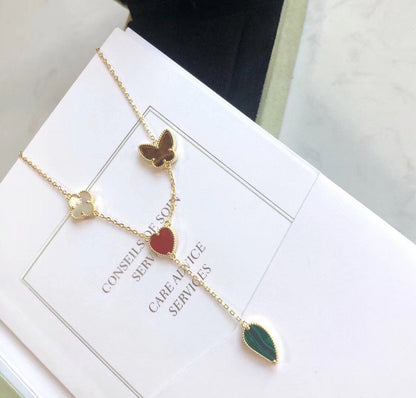 [Olivia JW]LUCKY SPRING 4 MOTIFS ROSE GOLD NECKLACE