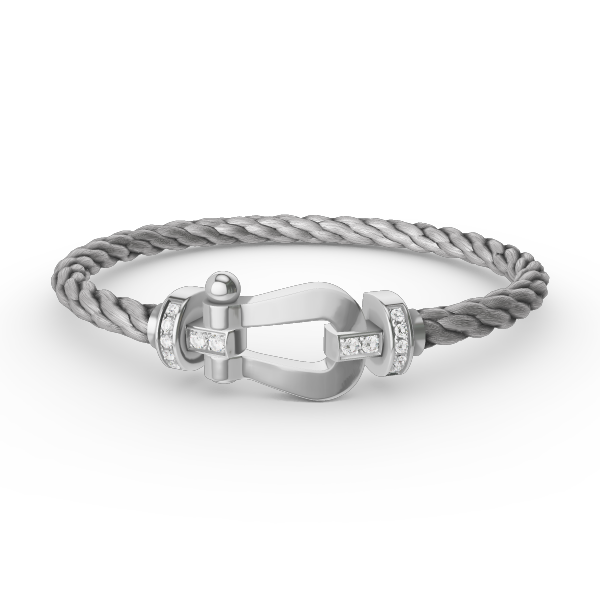 [Olivia JW]FORCE LARGE HORSESHOE HALF DIAMOND BRACELET SILVER