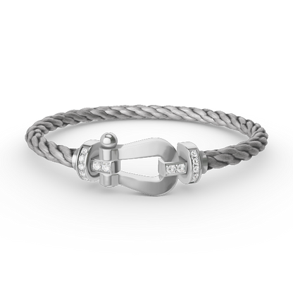 [Olivia JW]FORCE LARGE HORSESHOE HALF DIAMOND BRACELET SILVER
