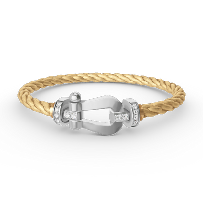 [Olivia JW]FORCE LARGE HORSESHOE HALF DIAMOND BRACELET SILVER