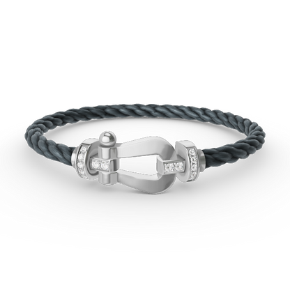 [Olivia JW]FORCE LARGE HORSESHOE HALF DIAMOND BRACELET SILVER