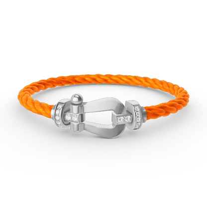 [Olivia JW]FORCE LARGE HORSESHOE HALF DIAMOND BRACELET SILVER