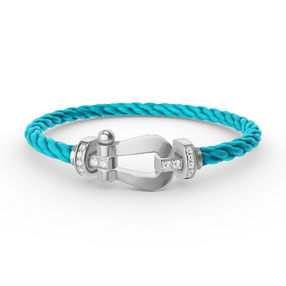 [Olivia JW]FORCE LARGE HORSESHOE HALF DIAMOND BRACELET SILVER