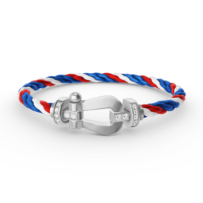 [Olivia JW]FORCE LARGE HORSESHOE HALF DIAMOND BRACELET SILVER