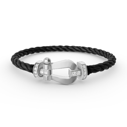 [Olivia JW]FORCE LARGE HORSESHOE HALF DIAMOND BRACELET SILVER