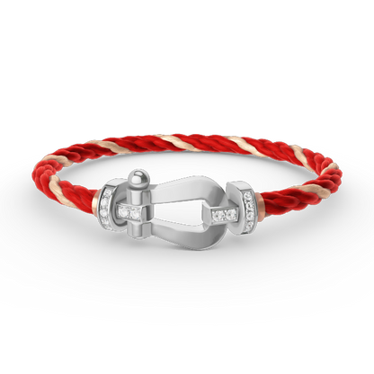 [Olivia JW]FORCE LARGE HORSESHOE HALF DIAMOND BRACELET SILVER