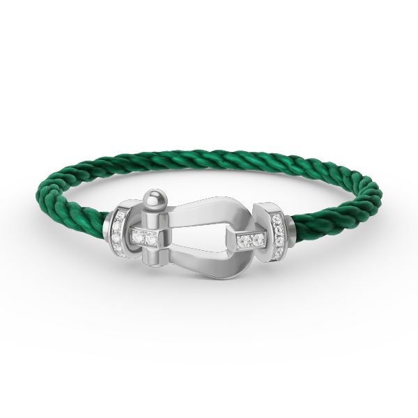 [Olivia JW]FORCE LARGE HORSESHOE HALF DIAMOND BRACELET SILVER