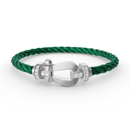 [Olivia JW]FORCE LARGE HORSESHOE HALF DIAMOND BRACELET SILVER