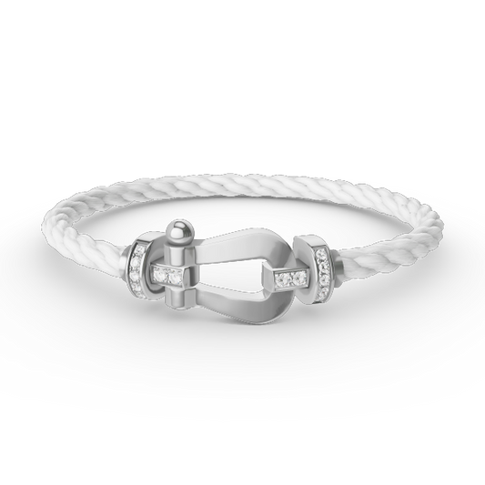 [Olivia JW]FORCE LARGE HORSESHOE HALF DIAMOND BRACELET SILVER