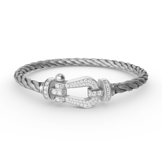 [Olivia JW]FORCE LARGE HORSESHOE FULL DIAMOND BRACELET SILVER