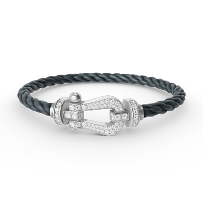 [Olivia JW]FORCE LARGE HORSESHOE FULL DIAMOND BRACELET SILVER