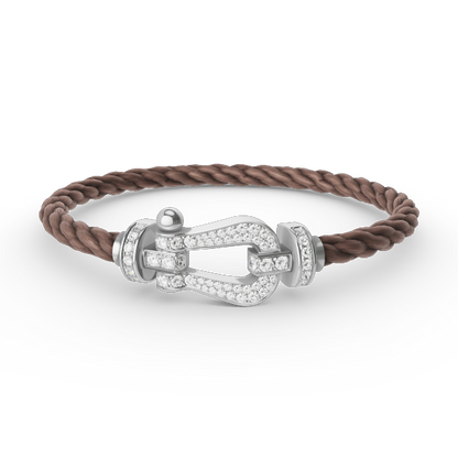 [Olivia JW]FORCE LARGE HORSESHOE FULL DIAMOND BRACELET SILVER