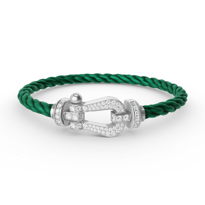 [Olivia JW]FORCE LARGE HORSESHOE FULL DIAMOND BRACELET SILVER