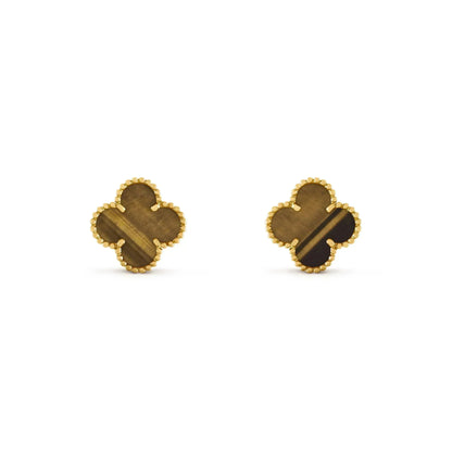 [Olivia JW]CLOVER MEDIUM 1 MOTIFS TIGER EYE EARRINGS