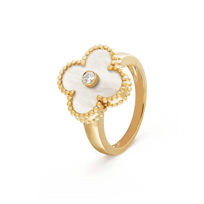 [Olivia JW]CLOVER PINK MOP RING GOLD DIAMOND