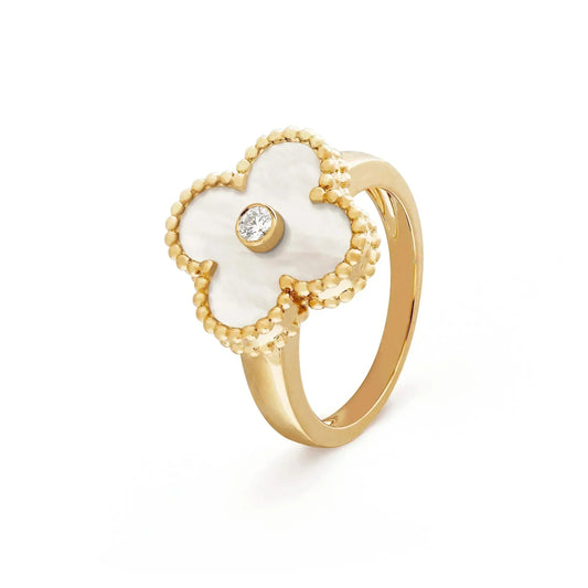 [Olivia JW]CLOVER PINK MOP RING GOLD DIAMOND